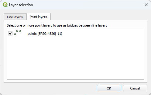 Example Bridging Point Tool Layer selection